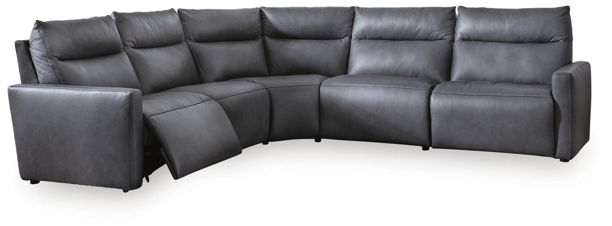 ModZ 2 Colors Power Reclining Sectional — 5-Piece Power Reclining Sectional With 2 Armless Chairs — Blue