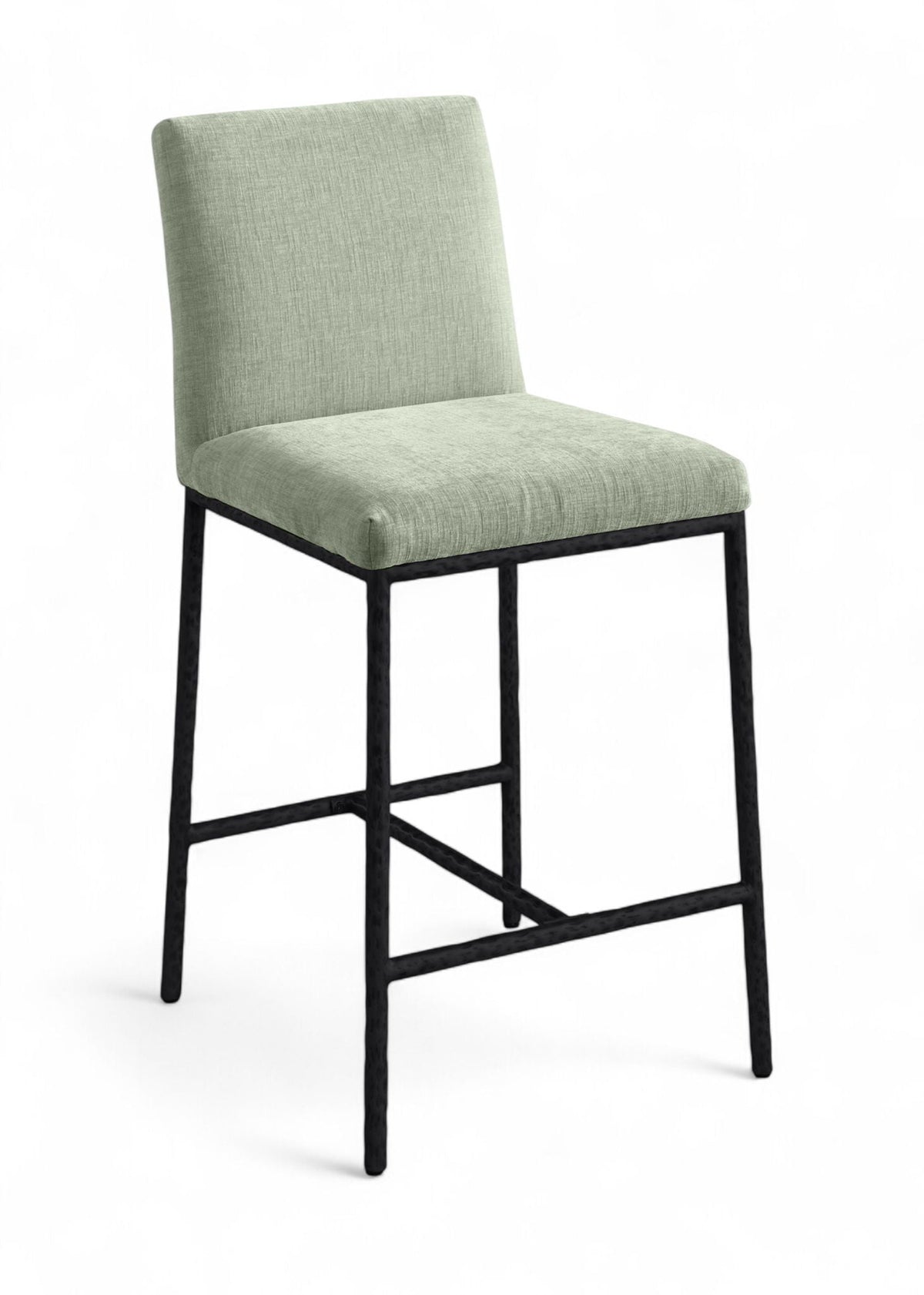 Reeves - Chenille Fabric Upholstered Counter Stool (Set of 2) with Black Base