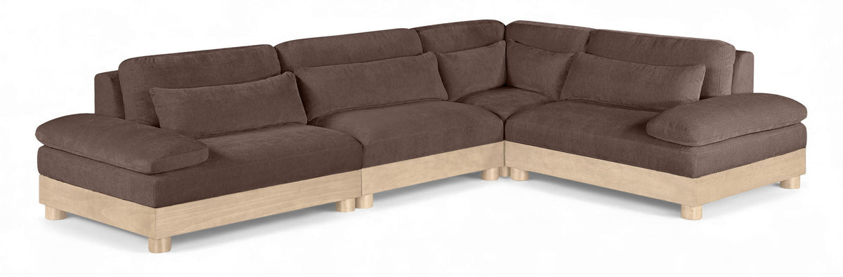 Turin Chenille Modular Sectional — 4-Piece Sectional (127.75" Wide) — Brown