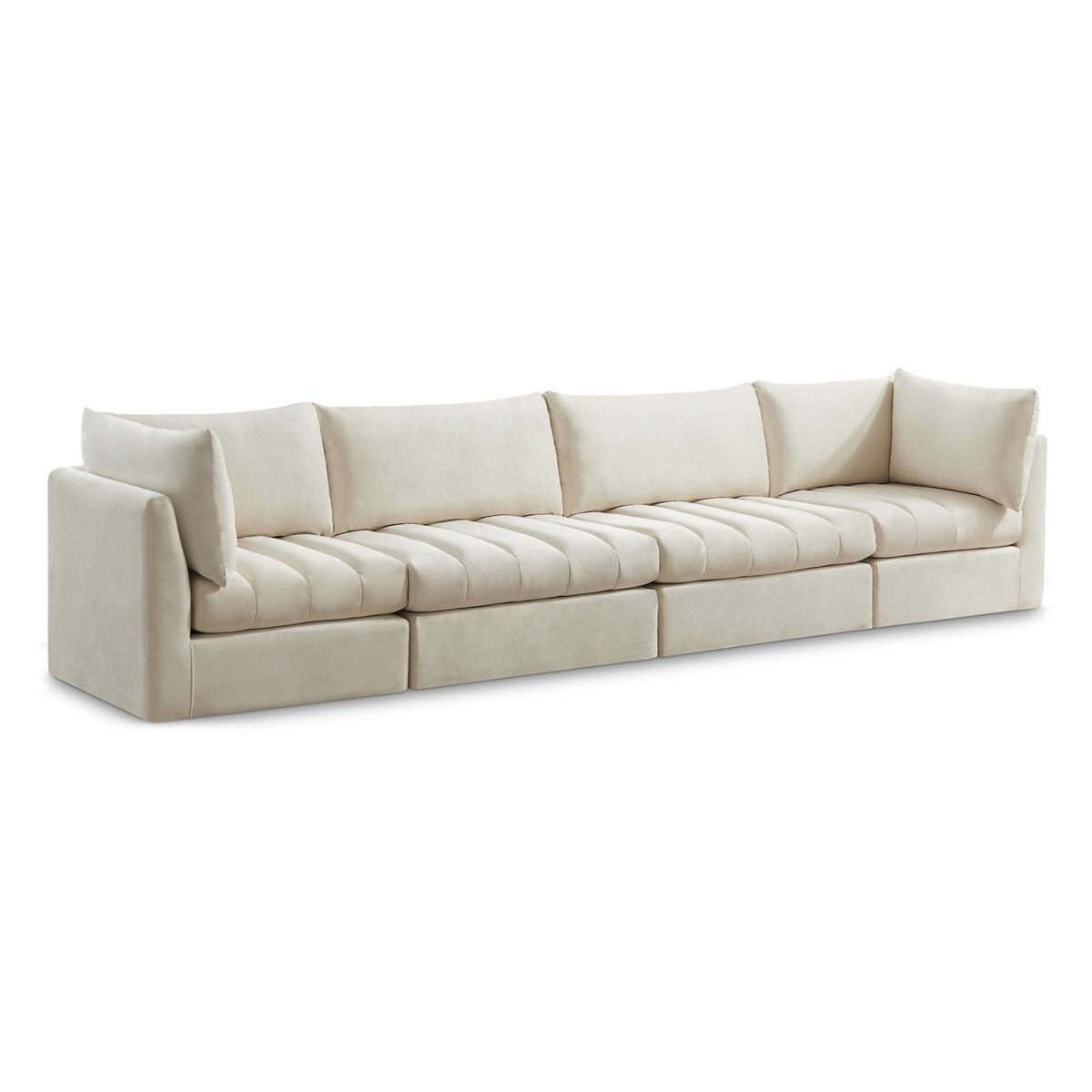 Jacob Velvet Modular Sectional — 4-Piece Sofa — Cream