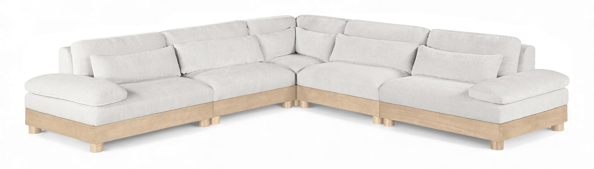 Turin Chenille Modular Sectional — 5-Piece Sectional with Both Arm Chairs (127.75" Wide) — Cream
