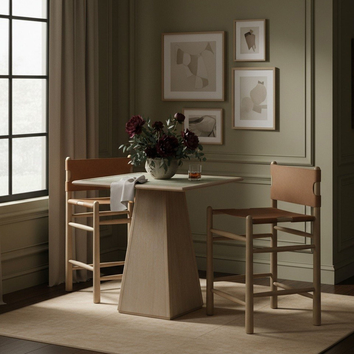 Santos Upholstered Counter Stool with Natural Base