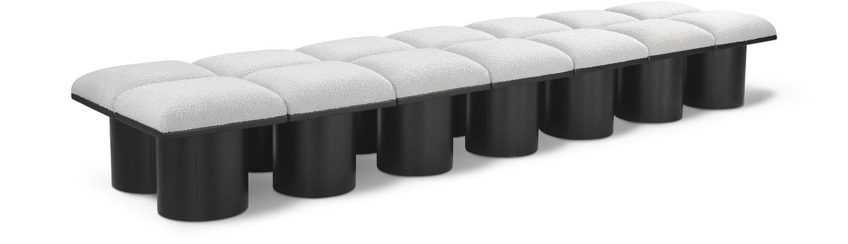 Pavilion Modular Bench 14-Piece Bench, 126"W x 31"D — Cream / Black Base