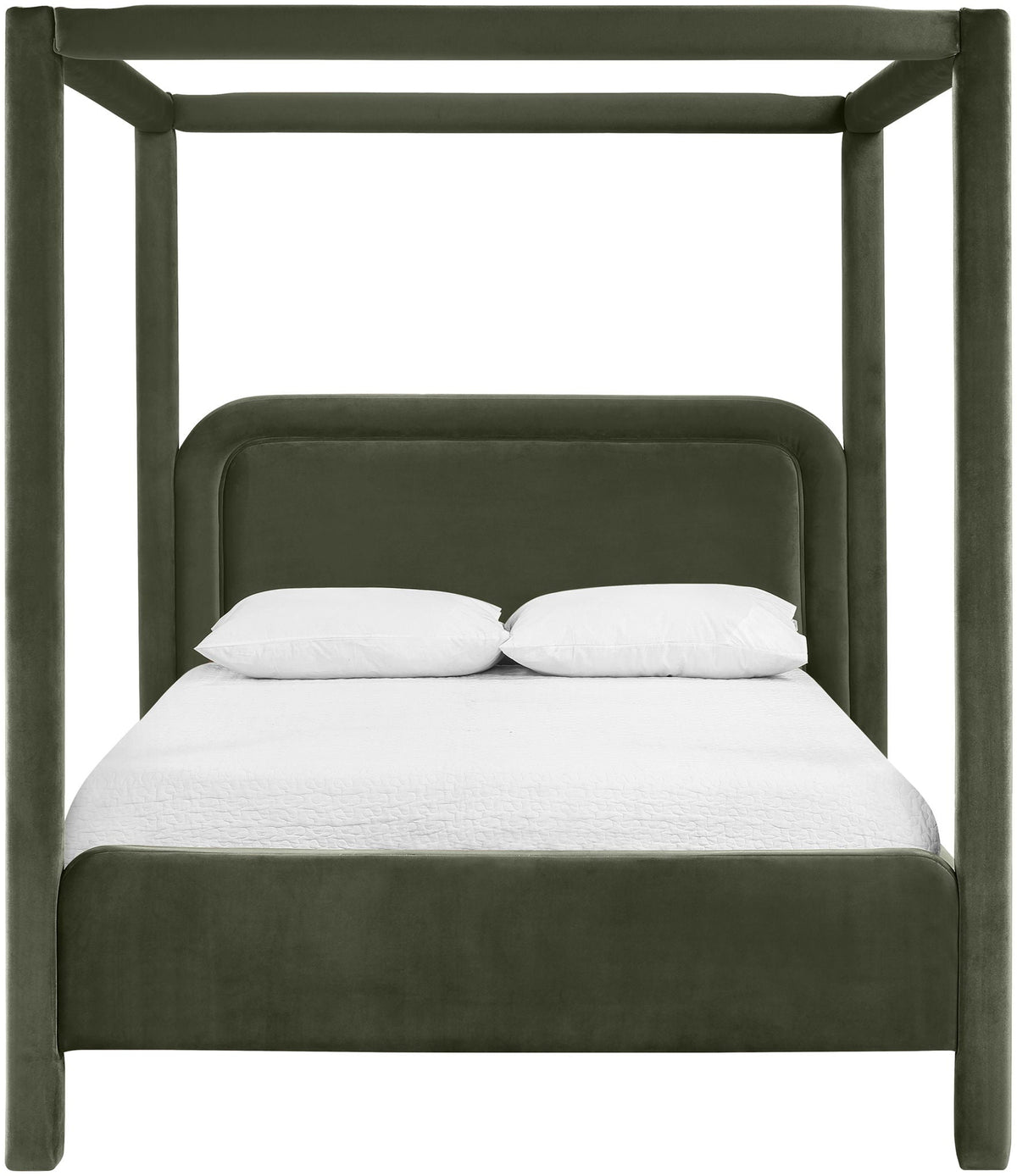 Salina Velvet Upholstered Canopy Bed — 10 Colors, Twin to King