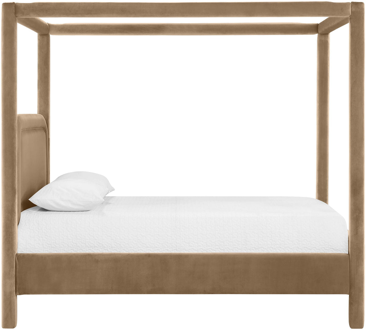 Salina Velvet Upholstered Canopy Bed — 10 Colors, Twin to King
