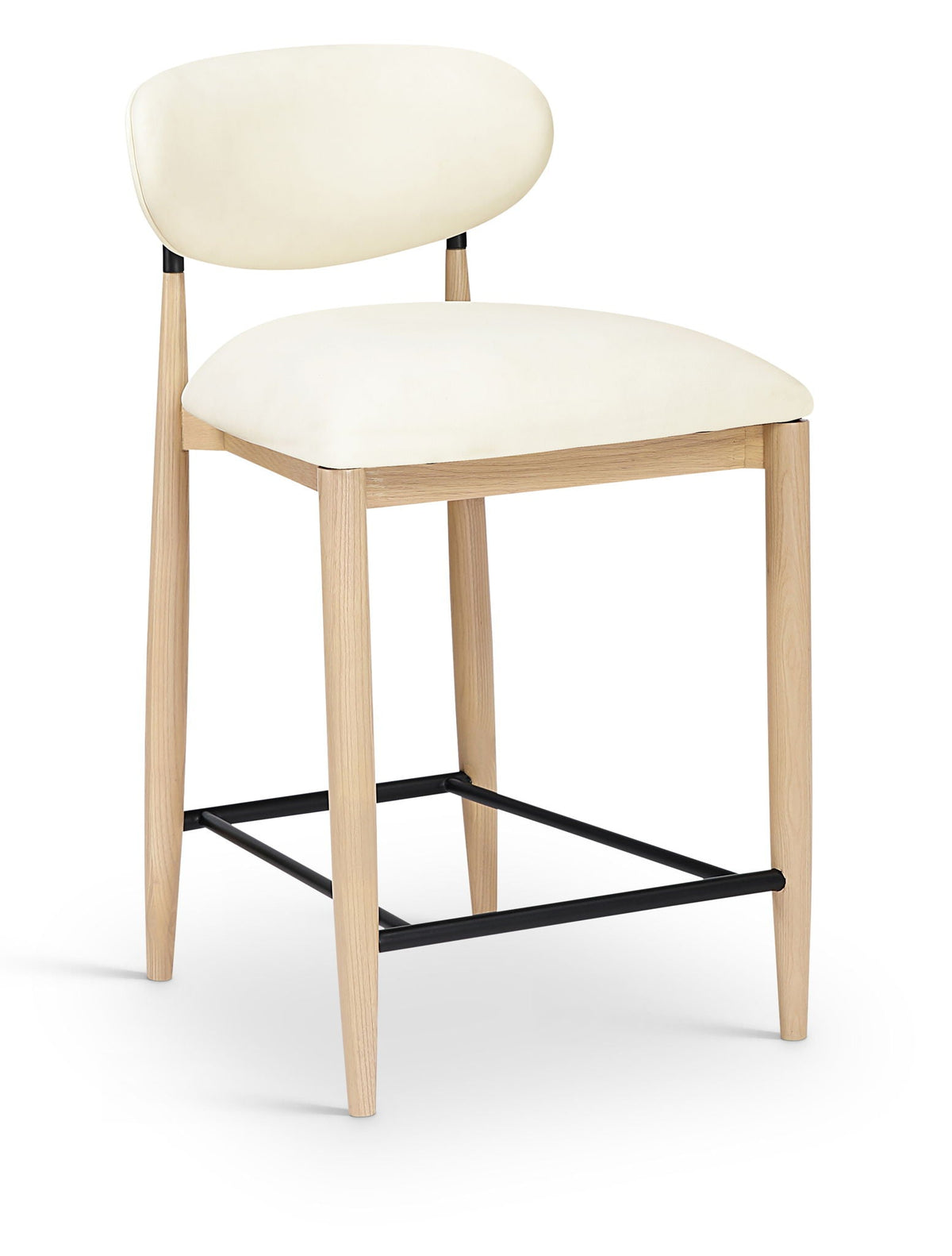 Riccio Vegan Leather Counter Stool with Natural & Black Frame