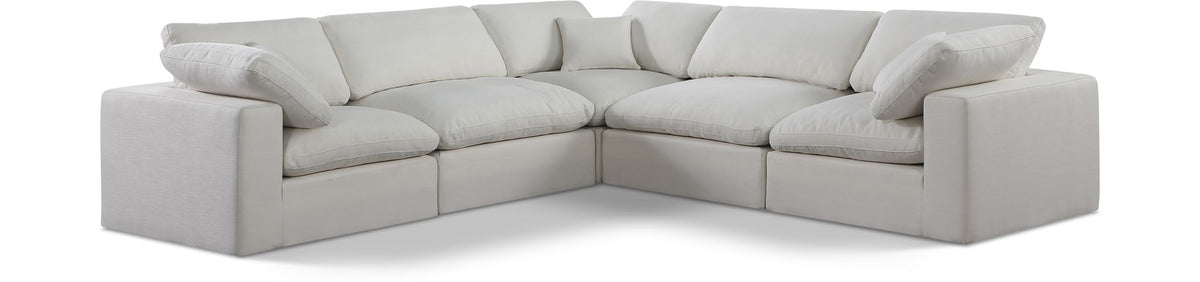 Comfy Linen Modular Sectional — 5-Piece Corner Sectional — Cream