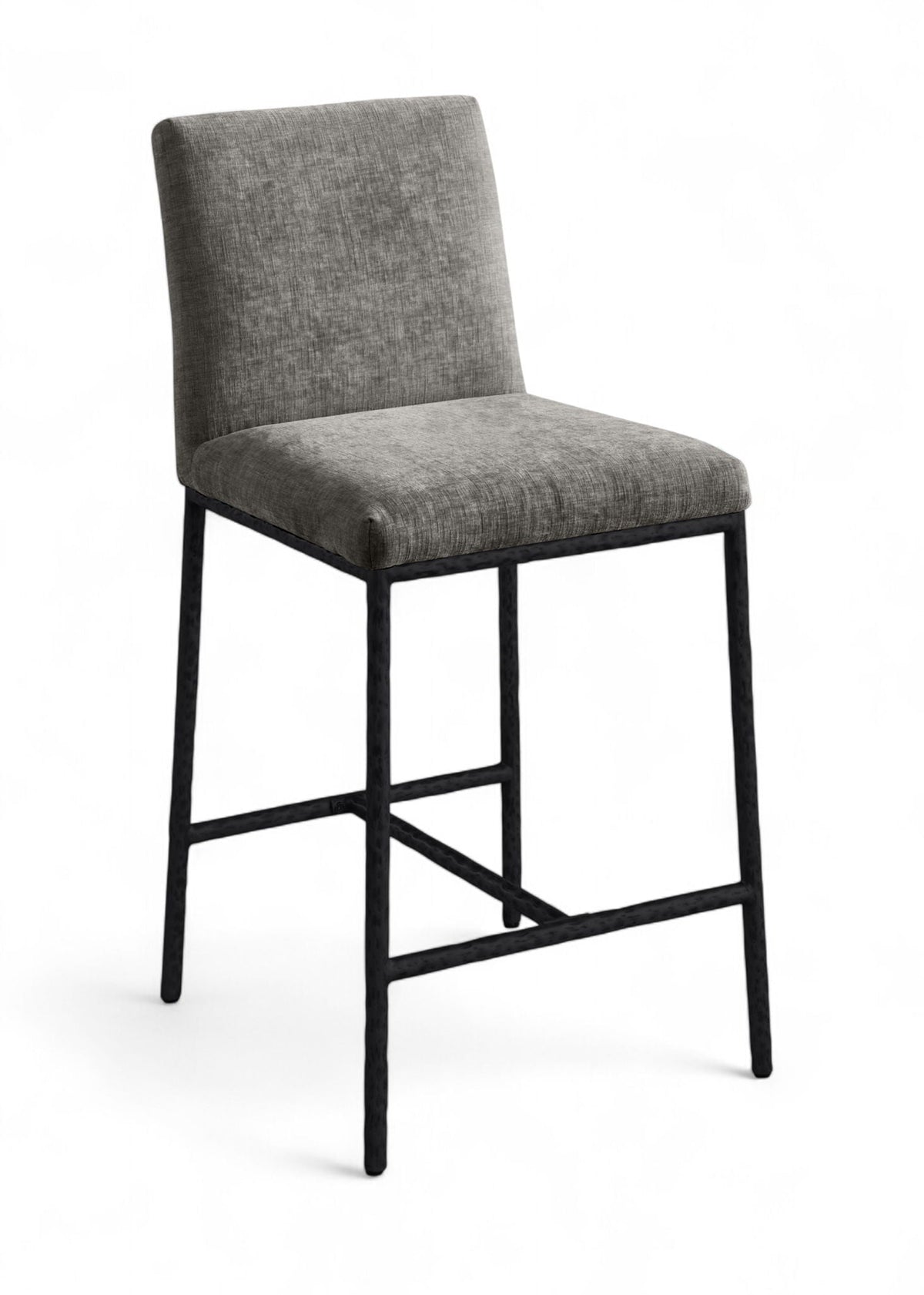 Reeves - Chenille Fabric Upholstered Counter Stool (Set of 2) with Black Base