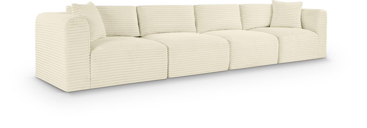 Shaggy Modular Sectional — 4-Piece Sofa — Cream