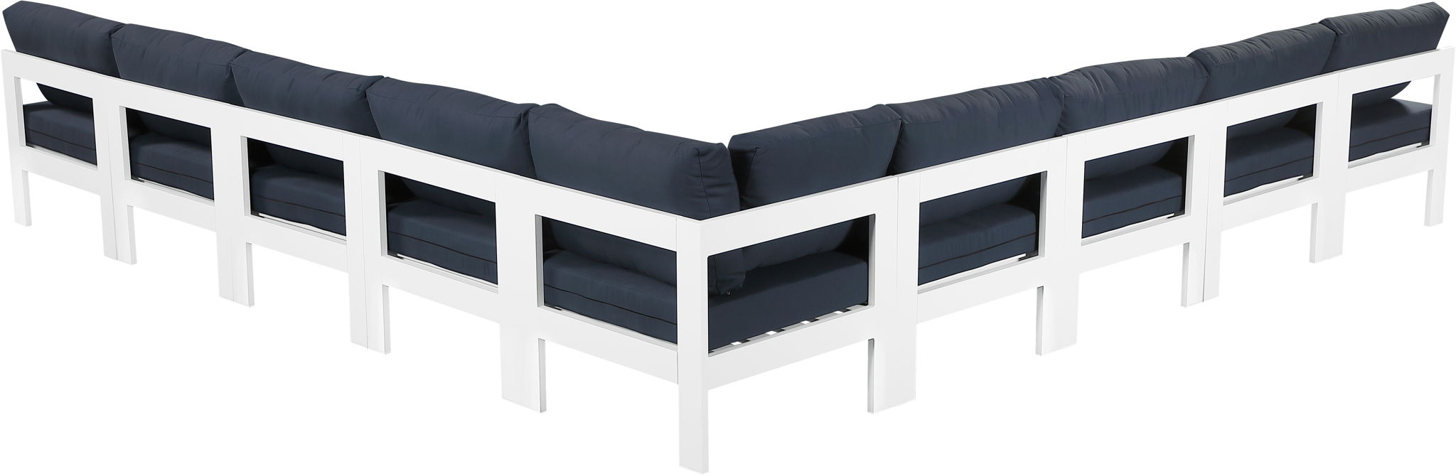 Nizuc - Outdoor Patio 9 Piece Modular Sectional With White Frame
