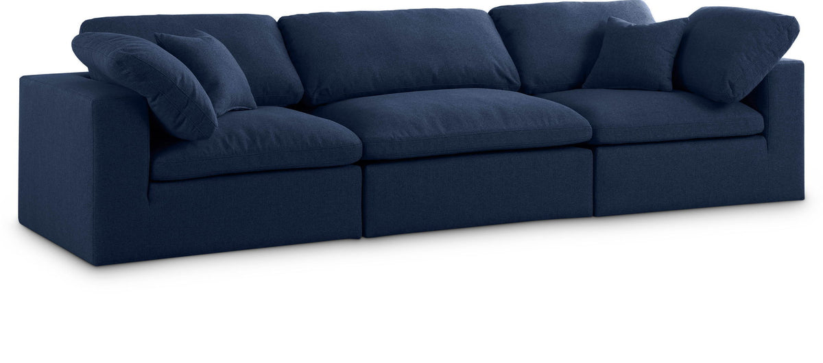 Serene Linen Modular Sectional — 3-Piece Sofa — Navy