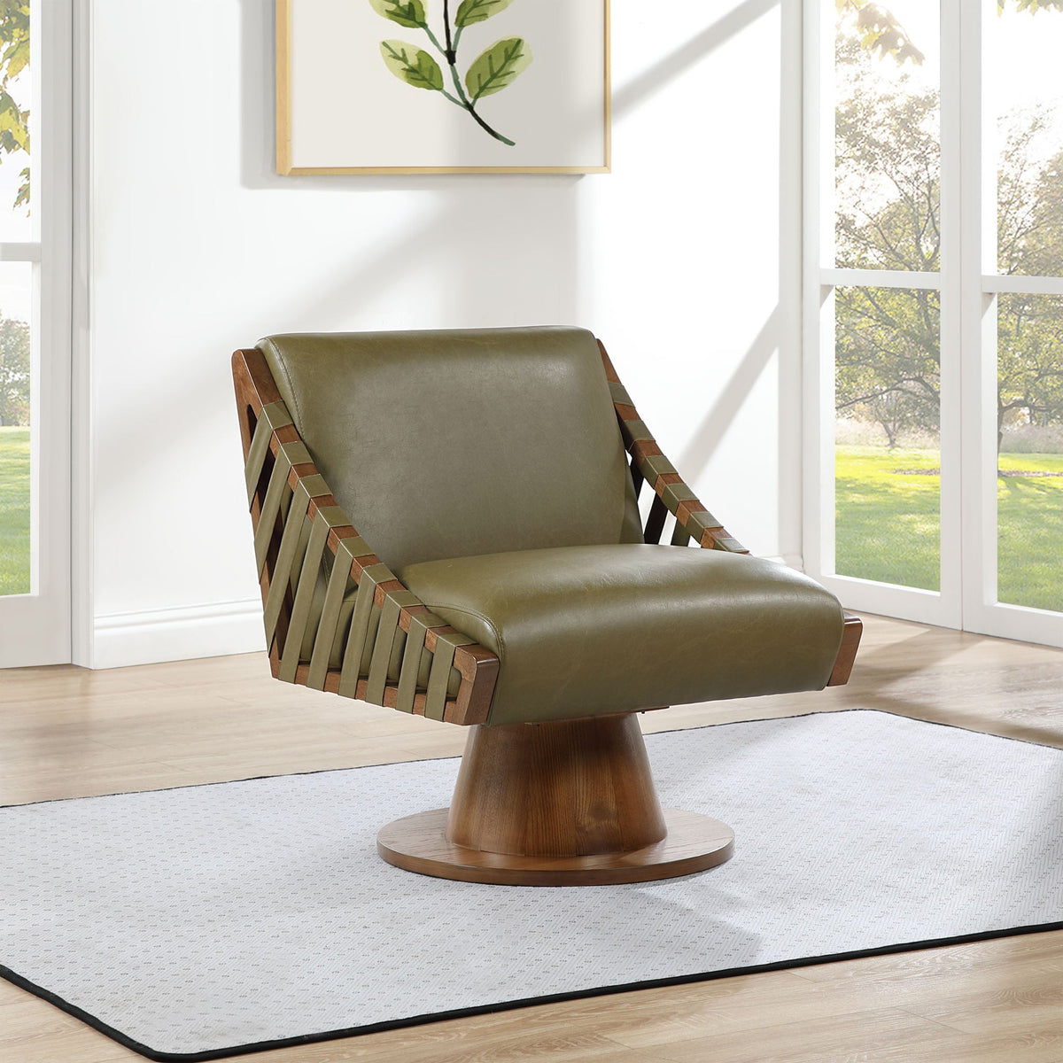 Millwin - Swivel Accent Chair with Brown Base