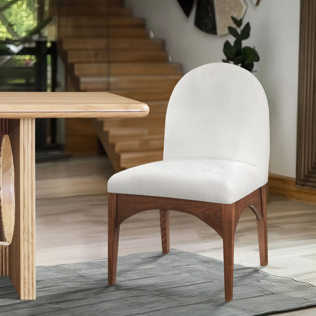 Waldorf - Chenille Dining Side Chair with Brown Legs