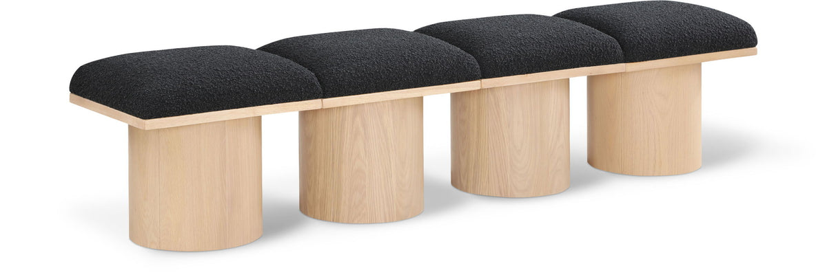 Pavilion Modular Bench 4-Piece Bench, 72"W x 15.5"D — Black / Natural Base