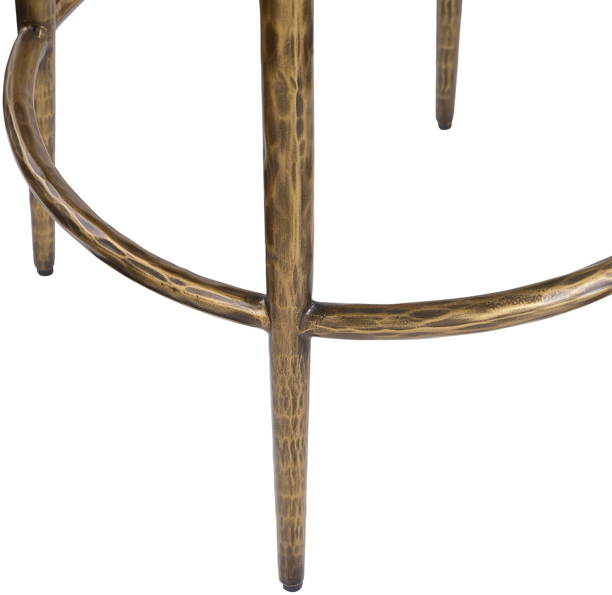 Ferro Performance Fabric Backless Bar Stool — Antique Brass Frame - Brass