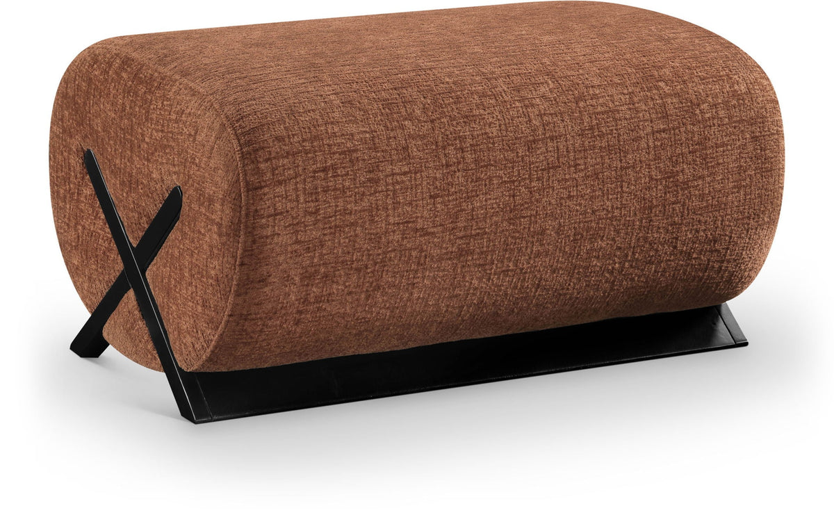 Akira - Fabric Upholstered Ottoman - Cognac