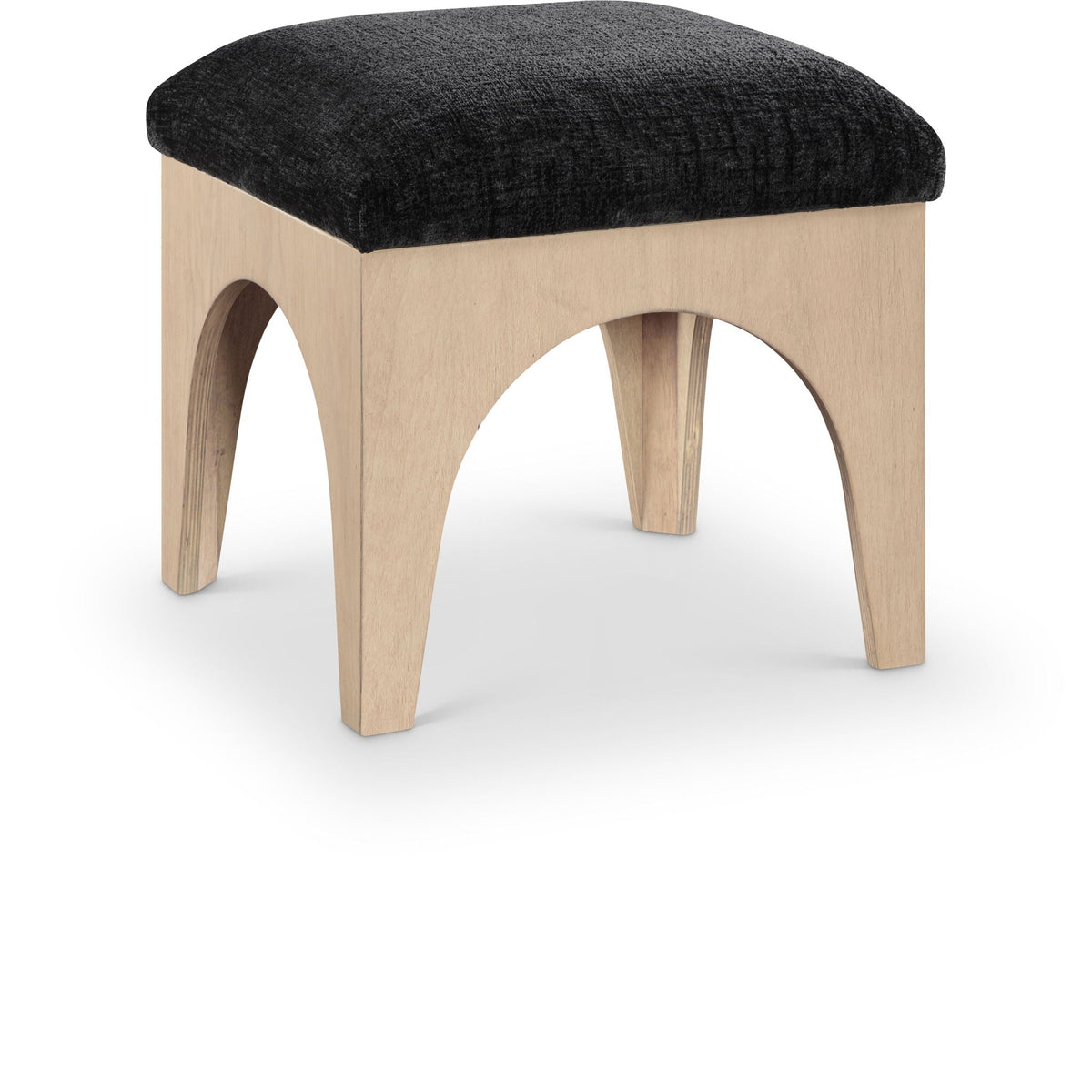 Lawson - Chenille Fabric Ottoman with Natural Base