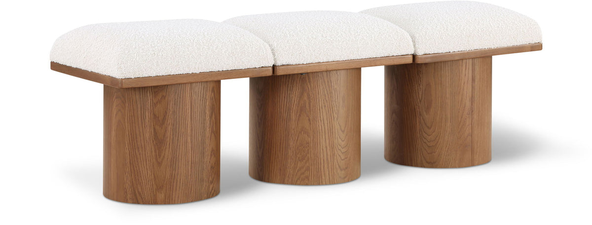 Pavilion Modular Bench 3-Piece Bench, 54"W x 15.5"D — Cream / Brown Base
