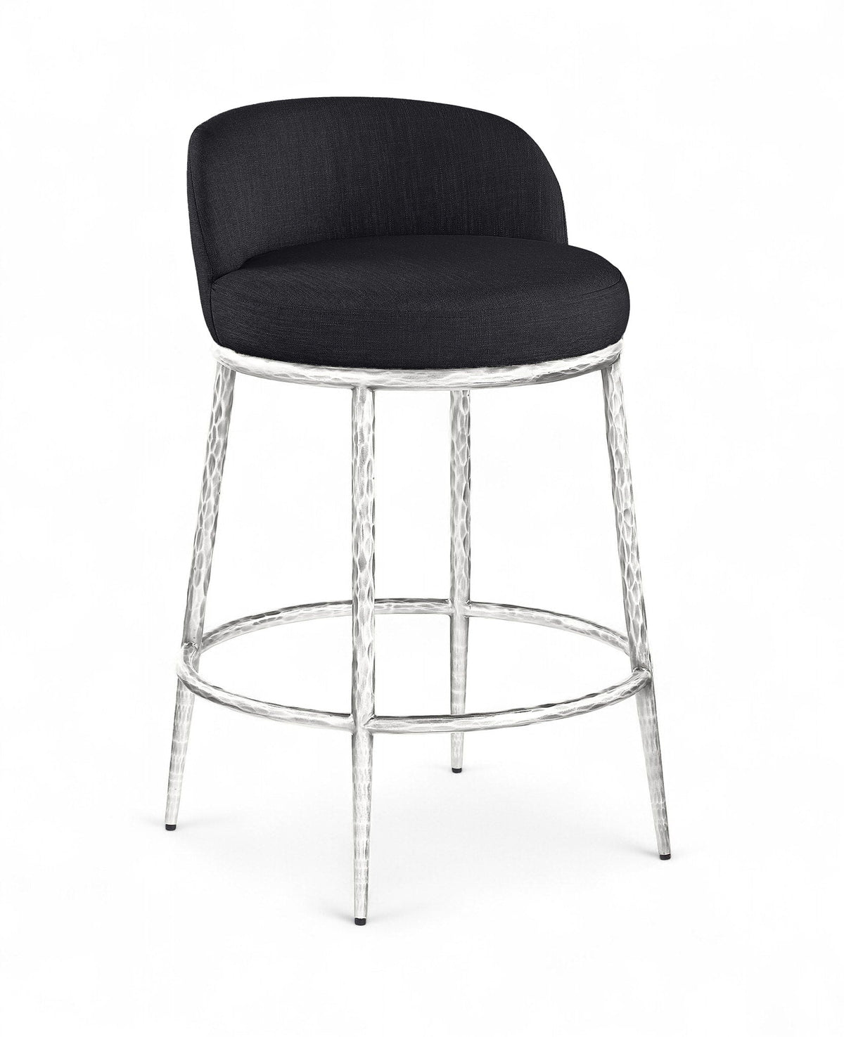 Ferro Upholstered Counter Stool with Brushed Silver Base