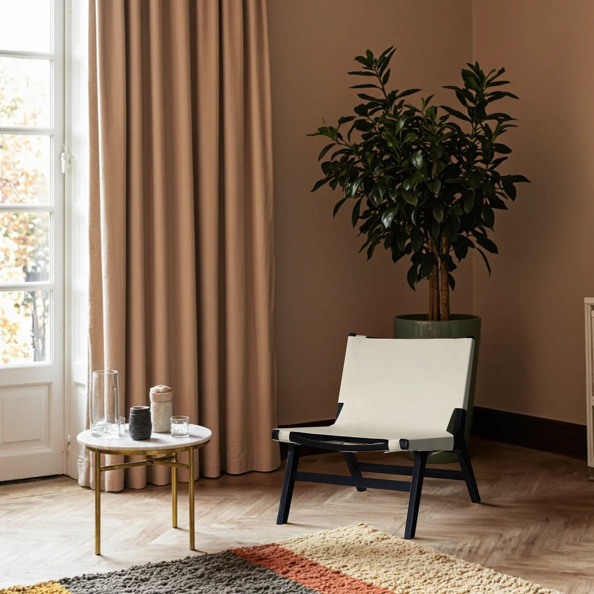 Rawlins Vegan Leather Accent Chair with Black Frame