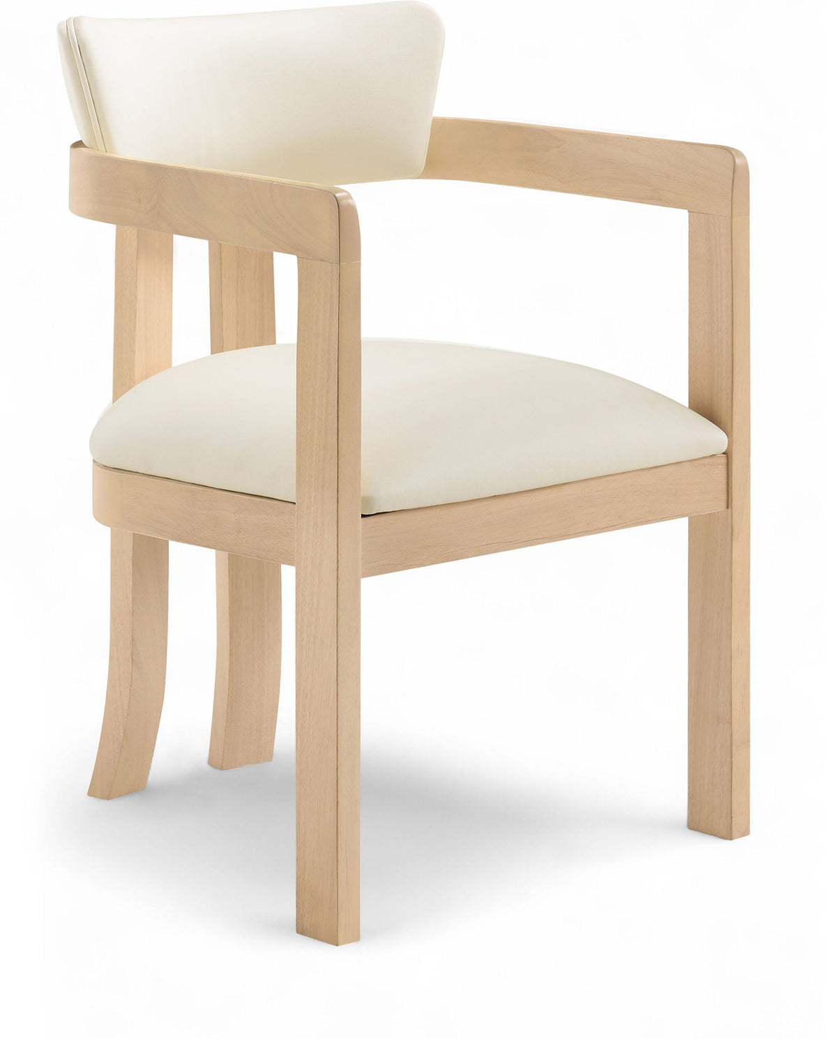 Lavrin Vegan Leather Dining Arm Chair (Set of 2) with Natural Base