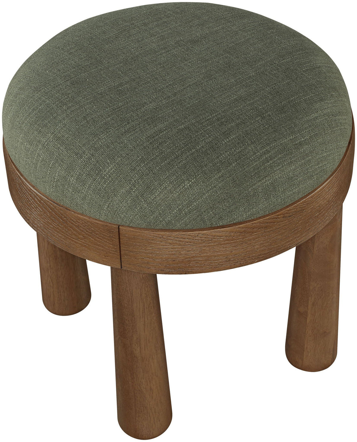 Larea Linen Ottoman with Walnut Base