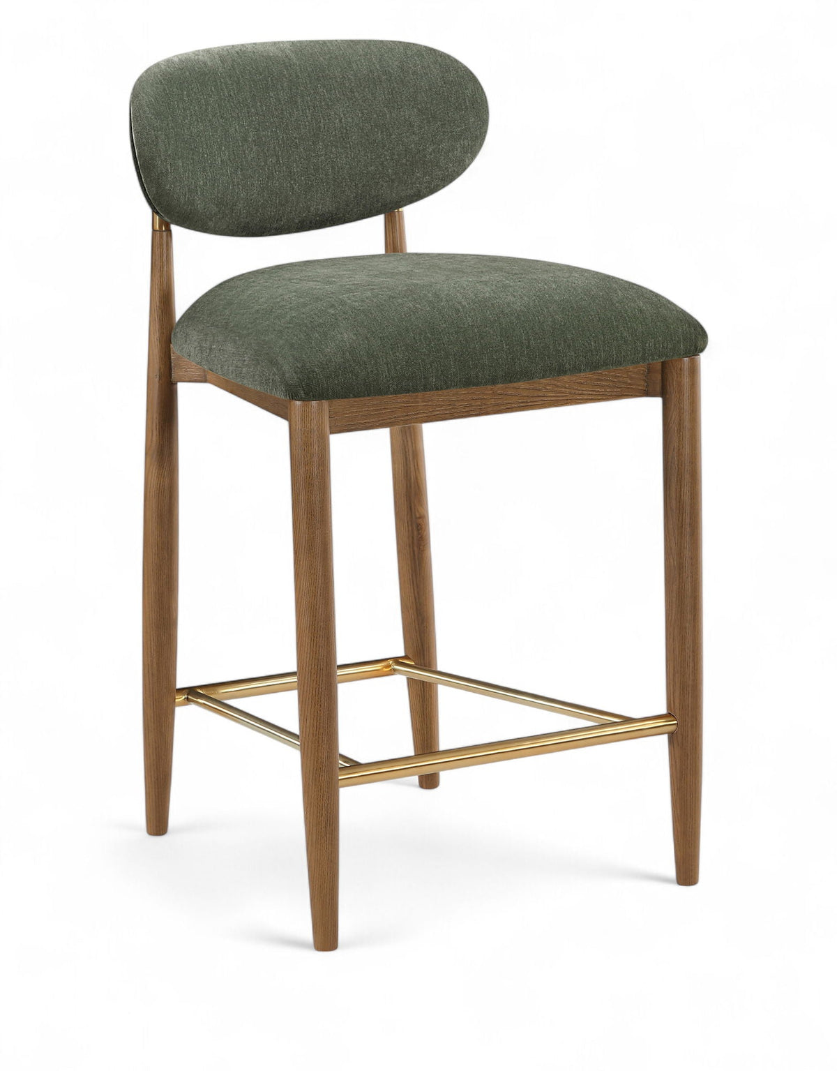 Riccio Fabric Counter Stool with Walnut Frame