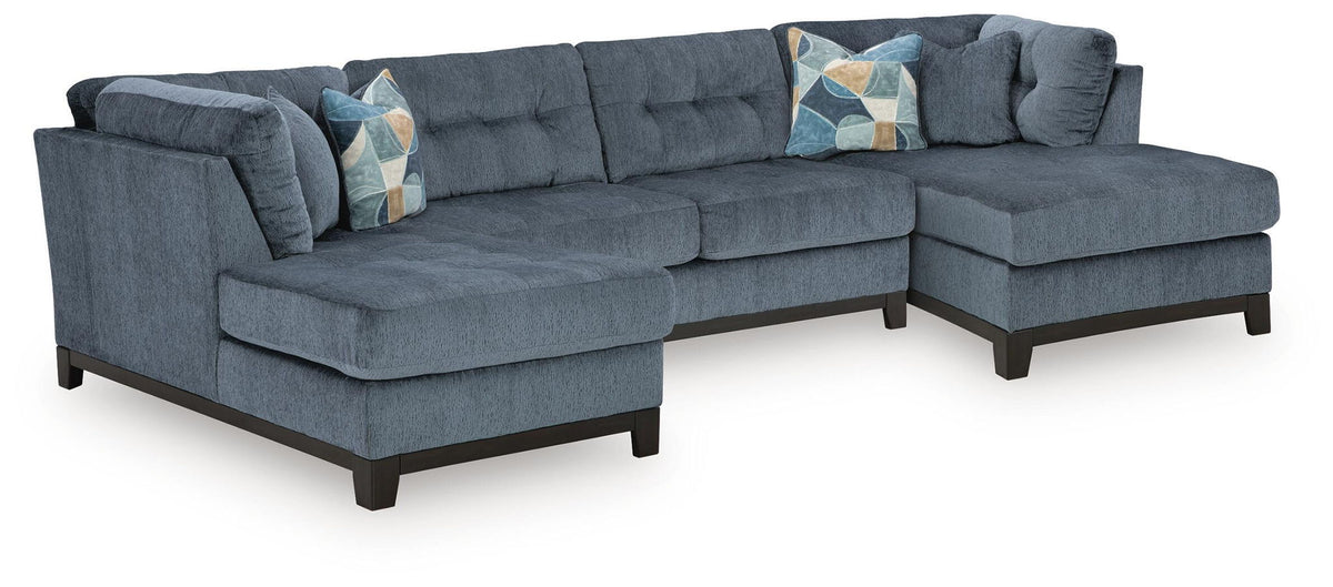 Maxon Place 2 Colors Sectional — 3-Piece Sectional With Double Chaise — Navy