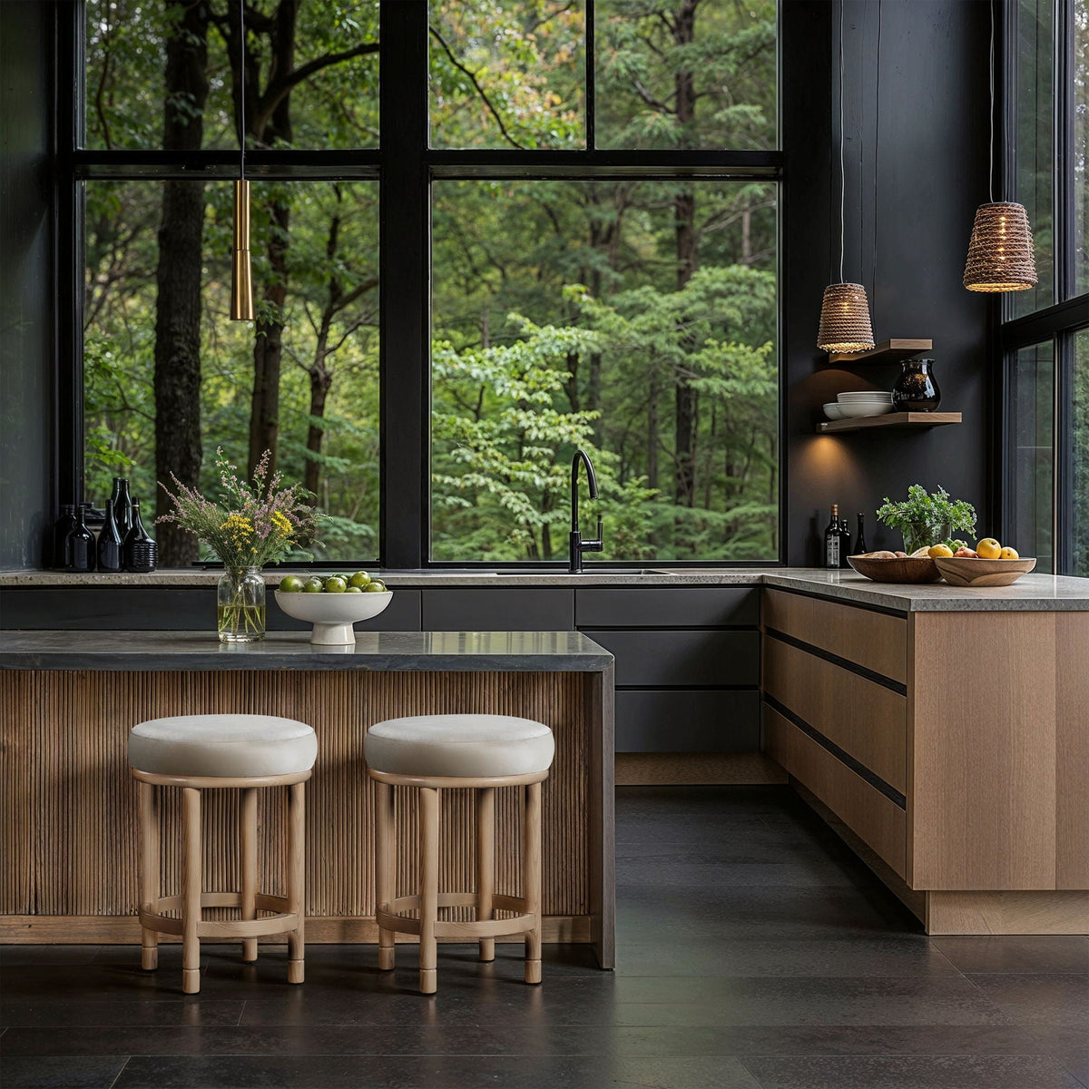 Monette - Counter Stool with Natural Base