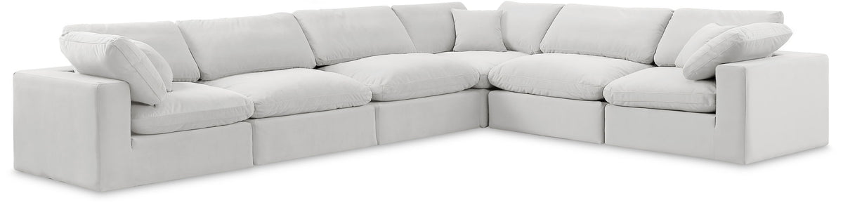 Comfy Velvet Modular Sectional — 6-Piece Corner Sectional — Cream