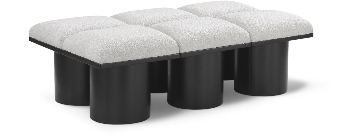 Pavilion Modular Bench 6-Piece Bench, 54"W x 31"D — Cream / Black Base