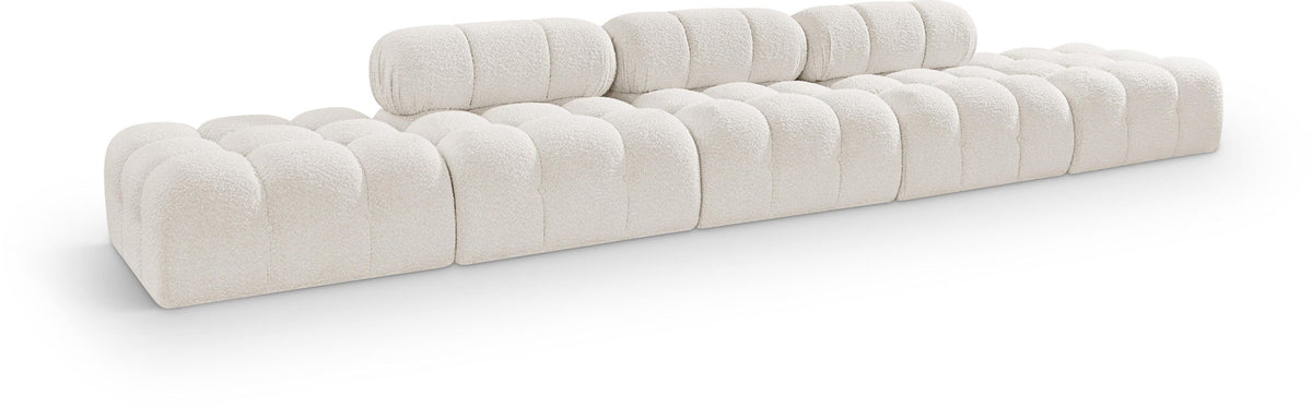 Ames Boucle Modular Sectional — 5-Piece Sofa with 2 Armless Seats — Cream