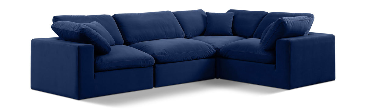 Comfy Velvet Modular Sectional — 4-Piece Sectional — Navy