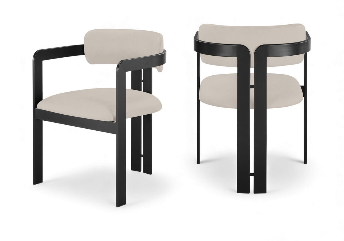 Aurum Vegan Leather Dining Chair (Set of 2) — Graphite Black - Taupe
