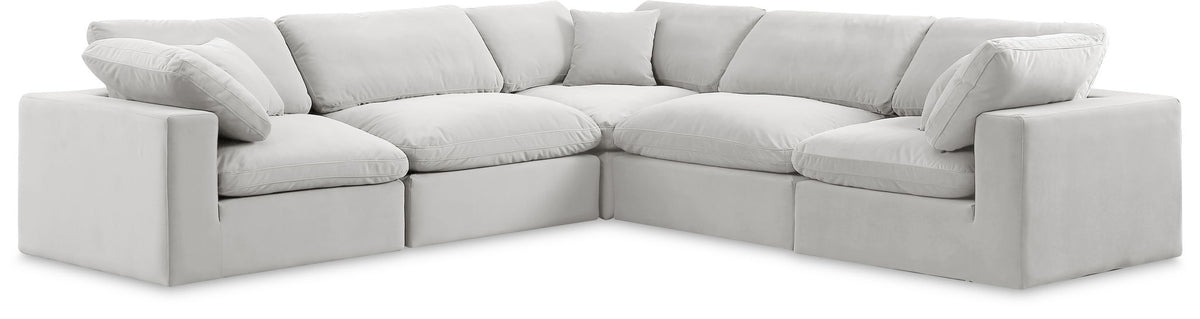 Comfy Velvet Modular Sectional — 5-Piece Corner Sectional — Cream