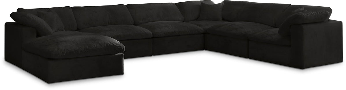 Cozy Velvet Modular Sectional — 7-Piece Sectional — Black