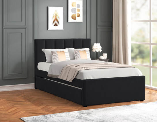 Maya Black Platform Bed with Trundle — Twin & Full