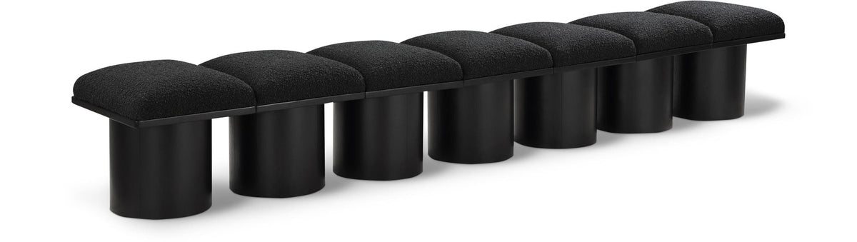 Pavilion Modular Bench 7-Piece Bench, 108.5"W x 18"D — Black / Black Base