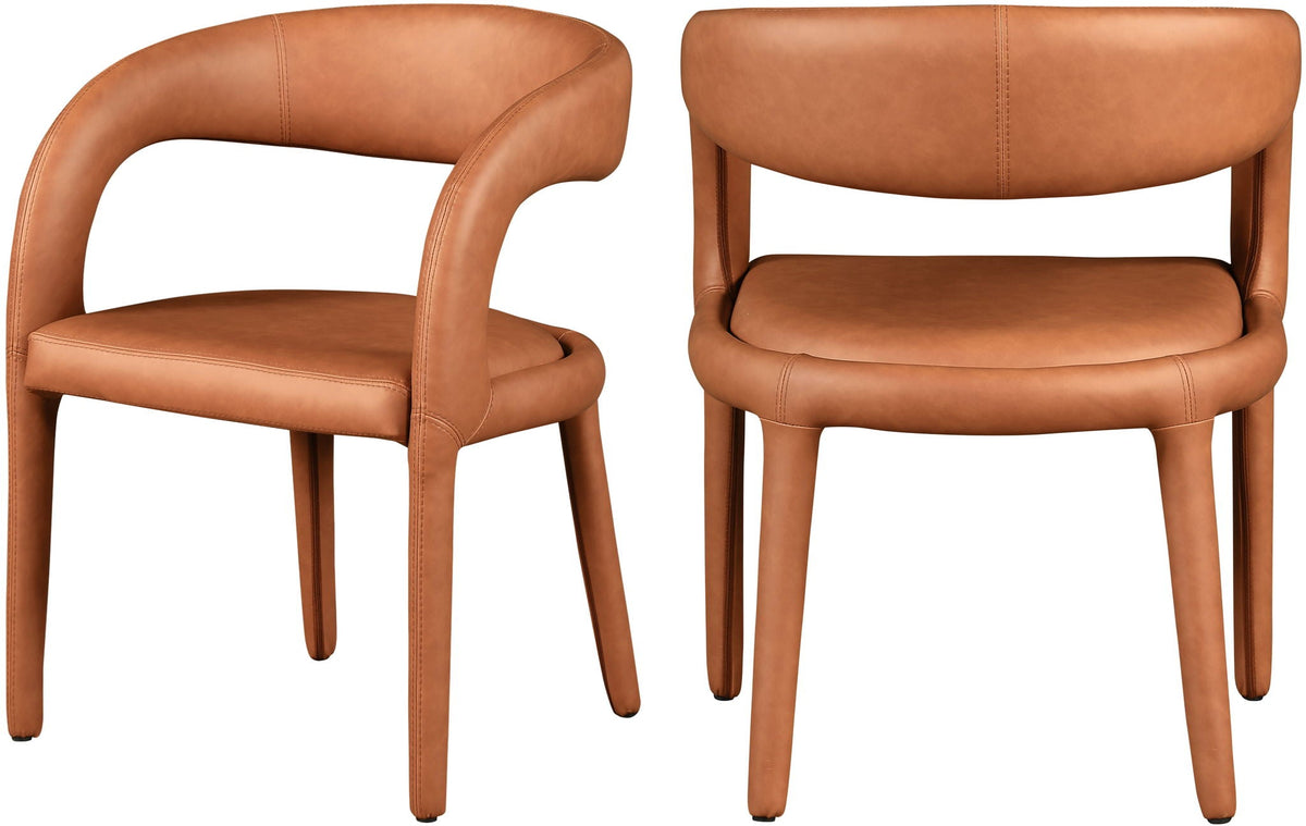 Sylvester Vegan Leather Dining Chair — 5 Colors - Cognac