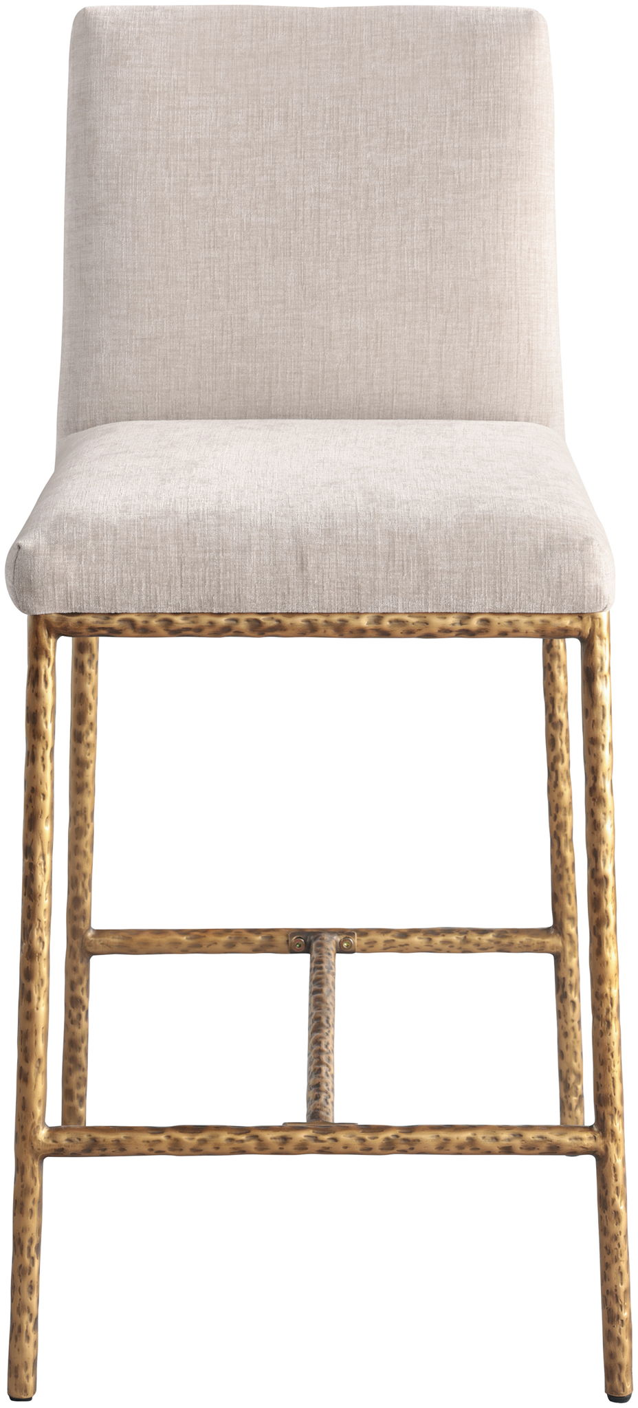 Reeves - Chenille Fabric Upholstered Counter Stool (Set of 2) with Gold Base