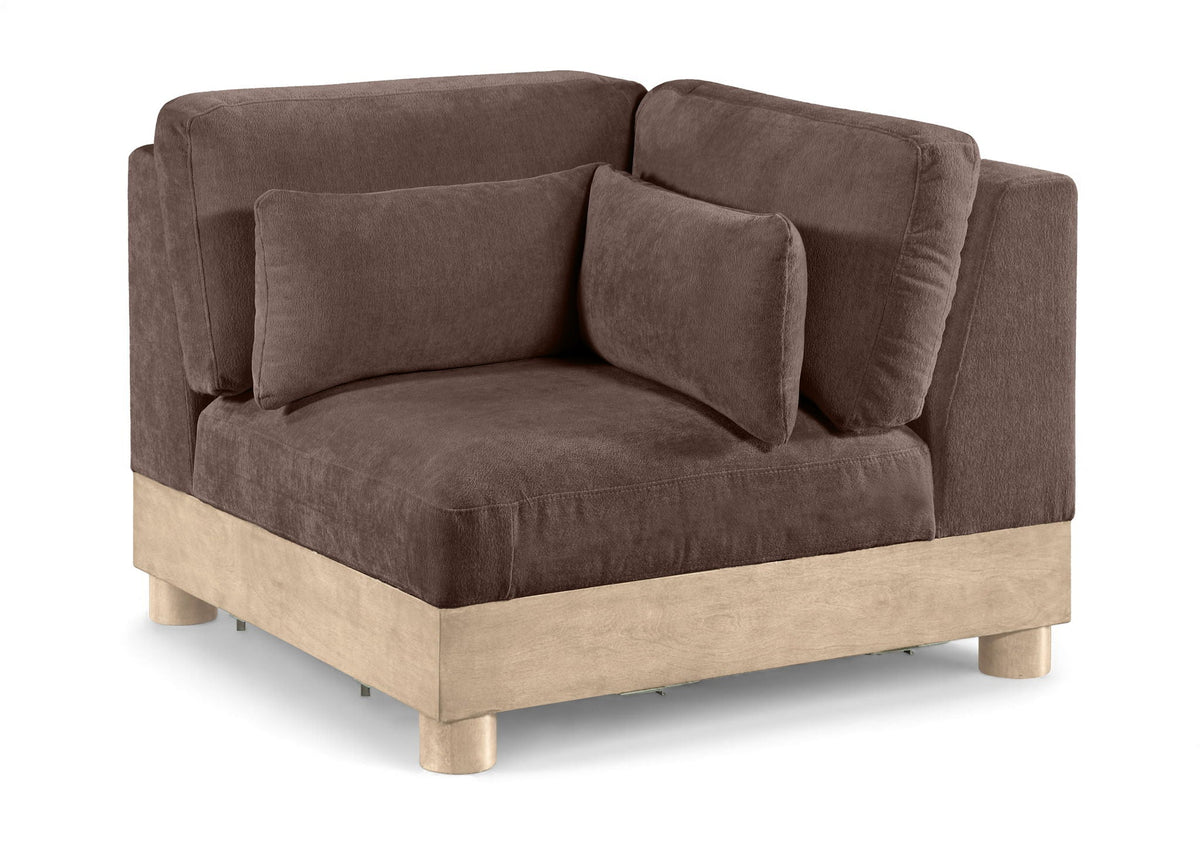 Turin Chenille Modular Sectional — Add-On: Corner Chair — Brown