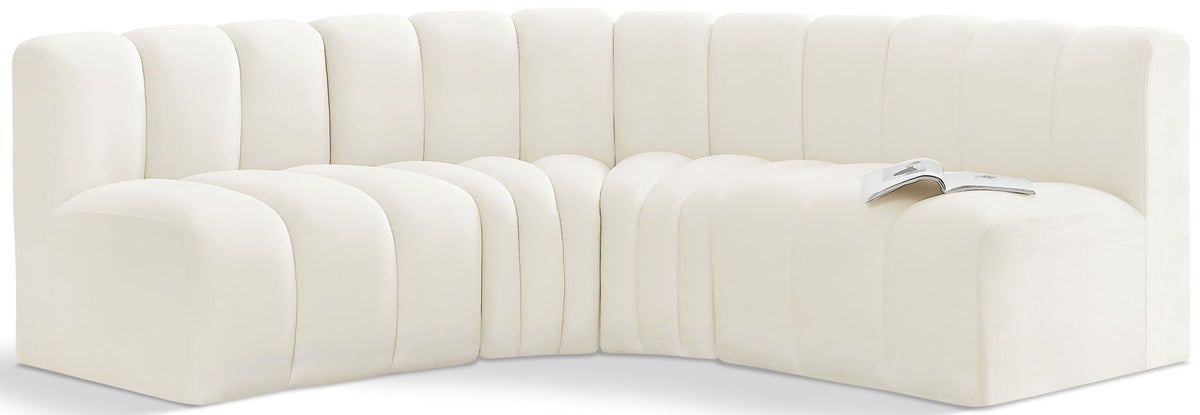 Arc Velvet Modular Sectional — 4-Piece Corner Sectional — Cream