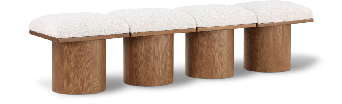 Pavilion Modular Bench 4-Piece Bench, 72"W x 15.5"D — Cream / Brown Base