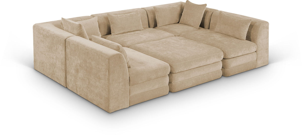Stellar Chenille Modular Sectional — 6-Piece 114" Sectional — Beige