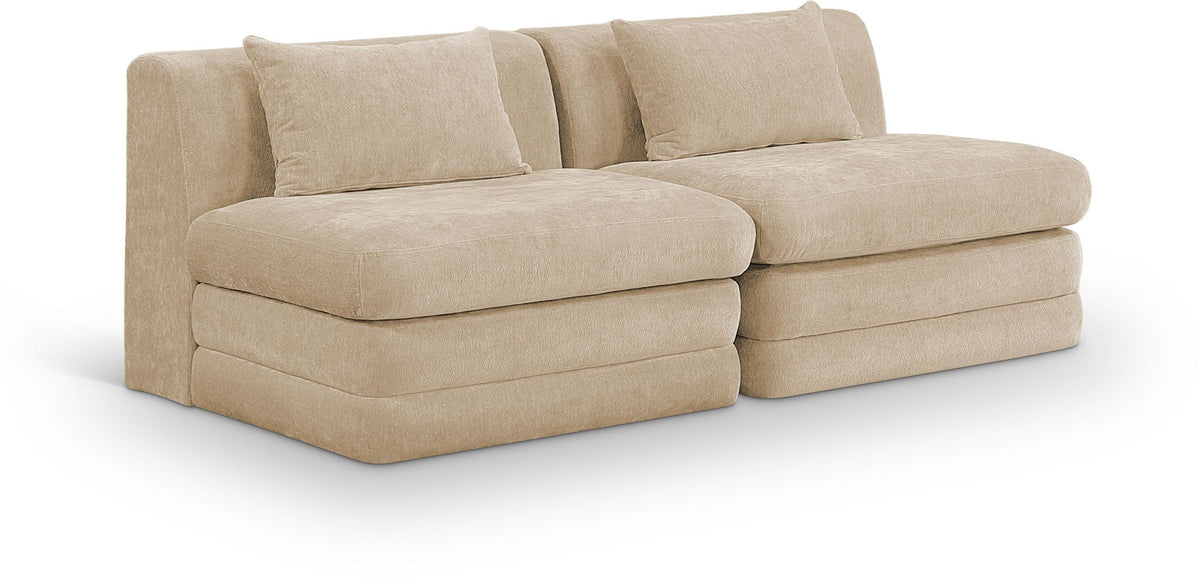 Stellar Chenille Modular Sectional — 2-Piece 76" Loveseat — Beige