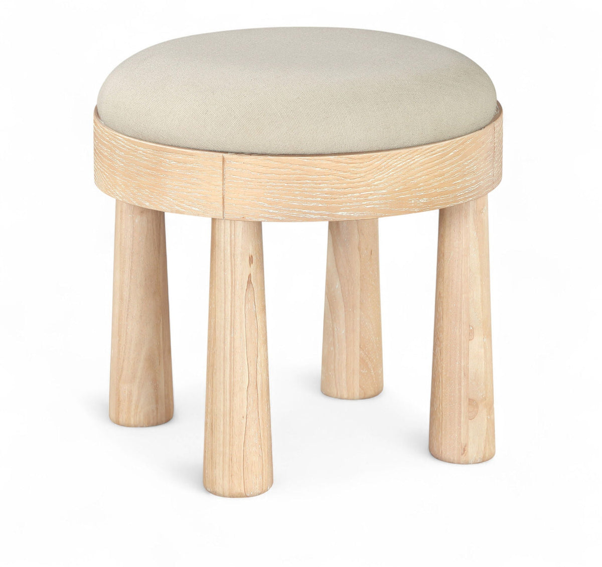 Larea Linen Ottoman with Natural Base