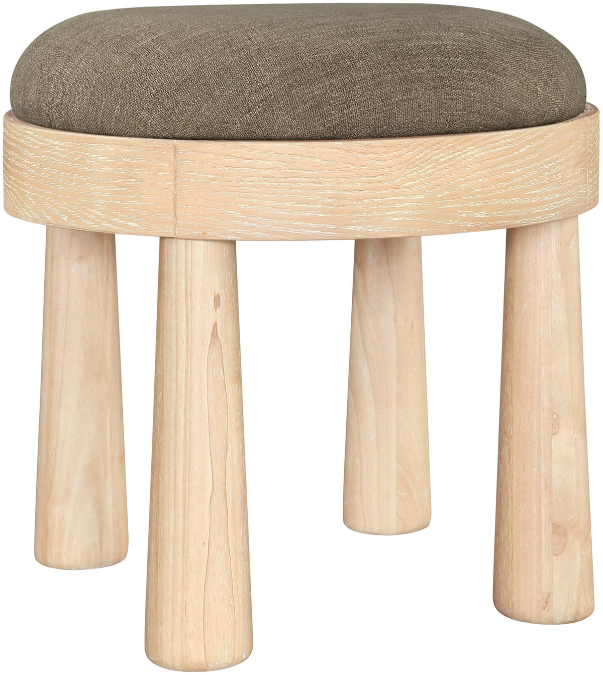 Larea Linen Ottoman with Natural Base