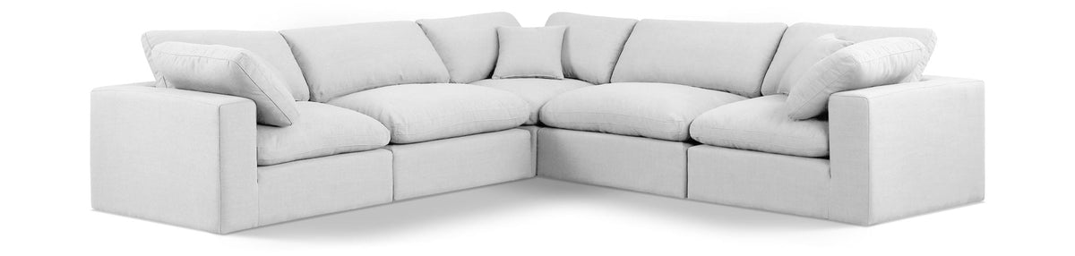 Comfy Linen Modular Sectional — 5-Piece Corner Sectional — White