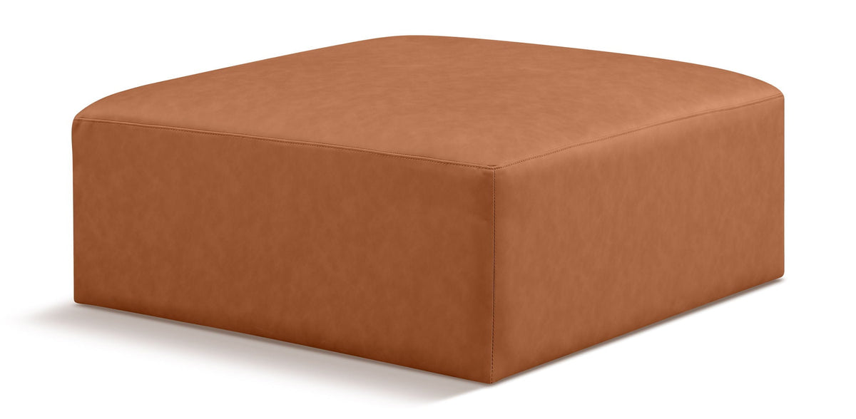 Cube Faux Leather Modular Sectional — Ottoman — Cognac