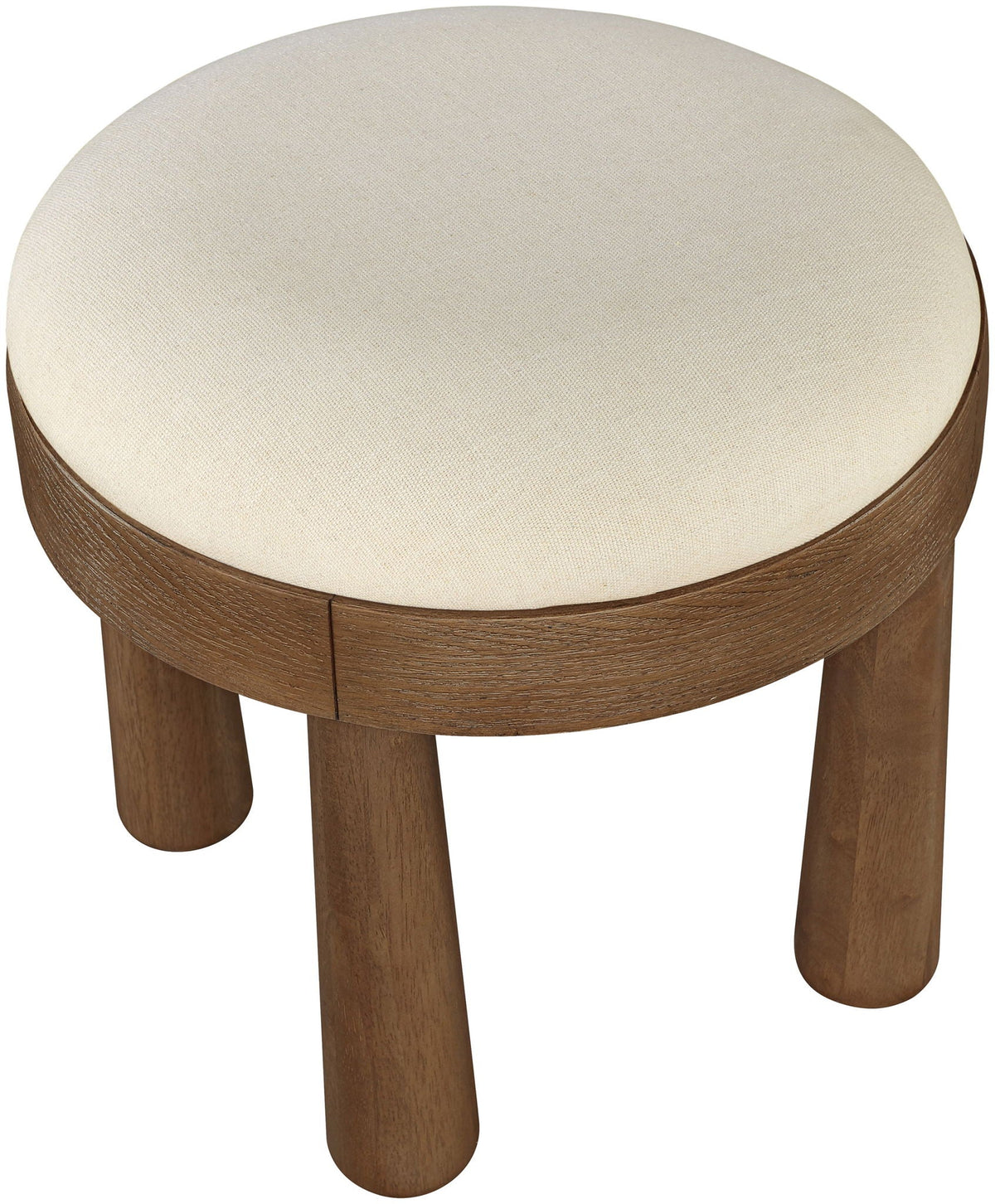 Larea Linen Ottoman with Walnut Base